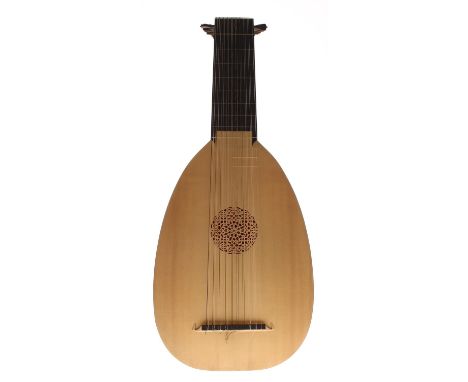 Good modern English&nbsp;Tieffenbrucker lute by and labelled Alan clark, Blythe bridge, 1978, with eleven rib maple back, har