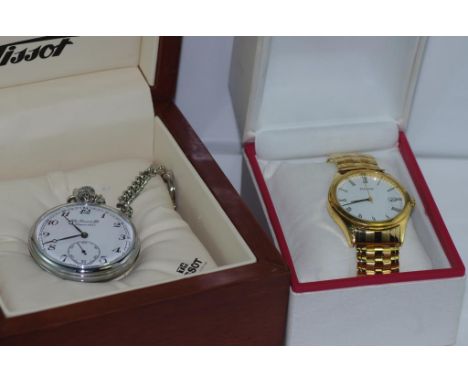 Boxed Tissot pocket watch together with a Pulsar watch