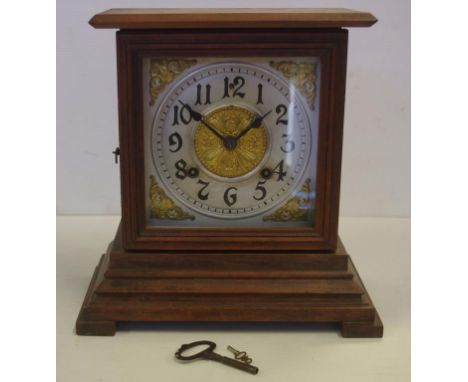American Ansonia mantle clock with striking movement, with key and pendulum