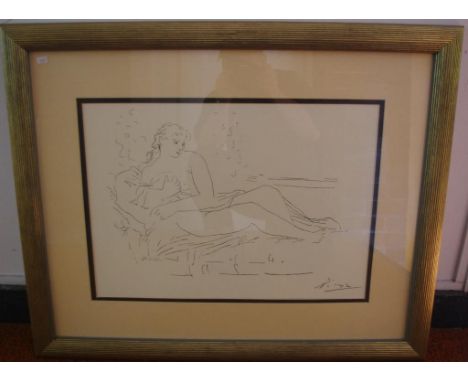 Pablo Ruiz Picasso (1881-1973), framed print reclining nude, 68cm x 84cm (frame) approx.