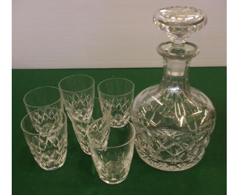 Orrefors cut crystal decanter together with 6 cut crystal glasses