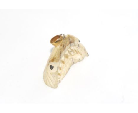 Vintage ivory pendant in the shape of a shark head NB. This item cannot be exported.