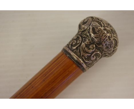 Antique silver mounted walking stick 91cm long