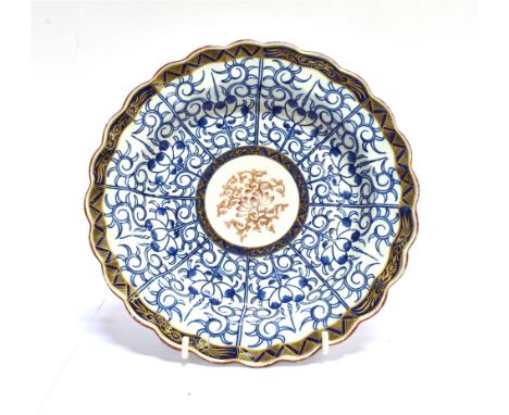 AN 18TH CENTURY WORCESTER 'ROYAL LILY' PLATE  open crescent mark to base, 22cm diameter