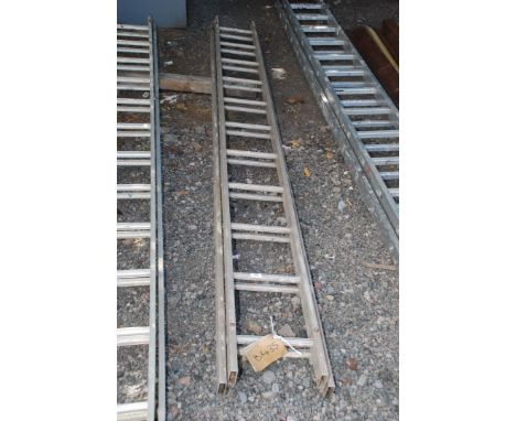 An eleven rung double extension aluminium ladder.