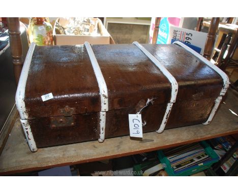 A painted wooden trunk 3' x 21" x 13".