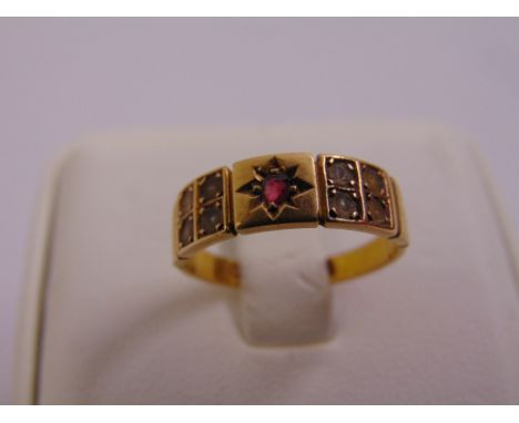 15ct yellow gold ruby and diamond ring, approx total weight 2.6g