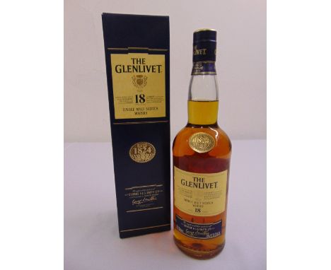 Glenlivet 18 year old single malt Scotch whisky in original packaging, 75cl bottle