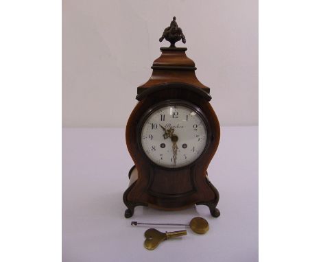 A 19th century French mantle clock two train movement, white enamel dial with Arabic numerals by Planchon of Paris to include