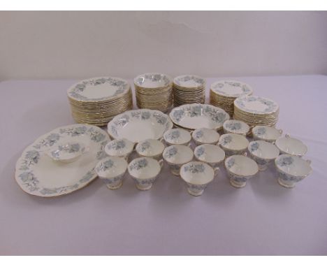 Royal Albert Silver Maple dinner and tea service to include plates, bowls, cups, saucers, serving dishes and meat plates (106