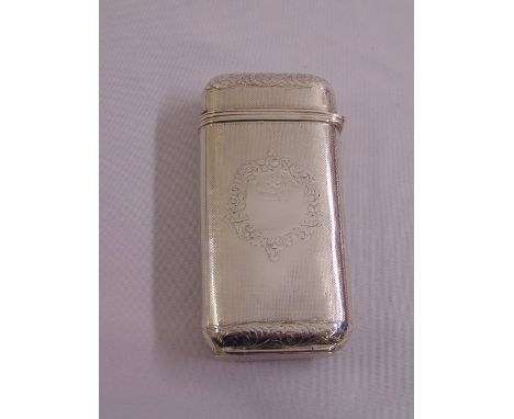 A Victorian silver engine turned cigar case, rounded rectangular with hinged cover, London 1845