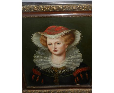 19th century Continental school, portrait study of a lady, oil on canvas, unsigned. H.64cm W.54cm