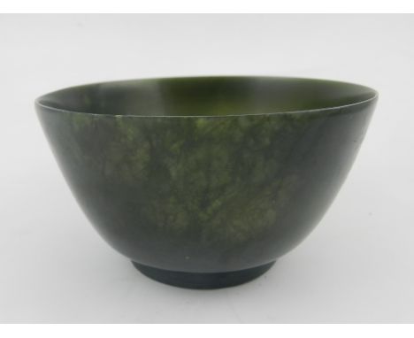 A Chinese spinach green jade bowl.H.6cm