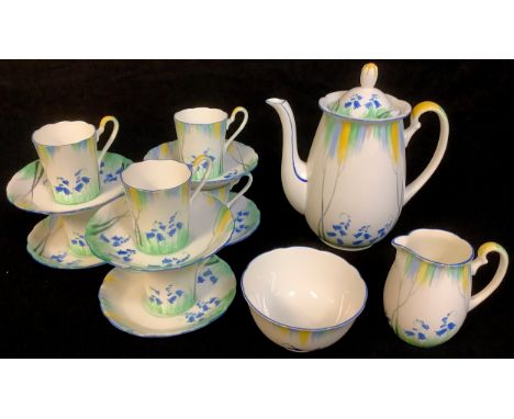 An Art Deco Grafton China Elegant pattern fifteen piece coffee service 