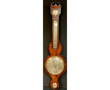 A 19th century mahogany wheel barometer, 100cm high 