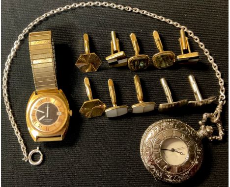 A gentleman's Timex Automatic watch, black non-reflective dial, Roman numerals, white baton indicators, date aperture, water 