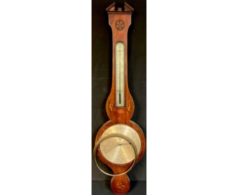 A 19th century mahogany and marquetry wheel barometer 