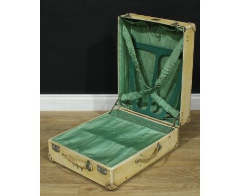 A cream steamer trunk folding wardrobe, The Taycall, retailed by Manson, Swan and Morean LTD, monogrammed H.E.H., 61cm x 49cm