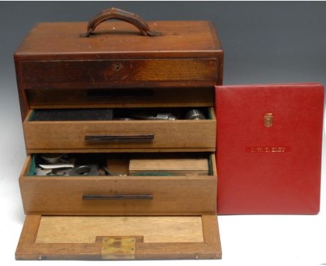 Tools, Rolls-Royce - J.W.T. Eley, World War Two period employee, his engineer's tool cabinet, the fitted interior with an arr
