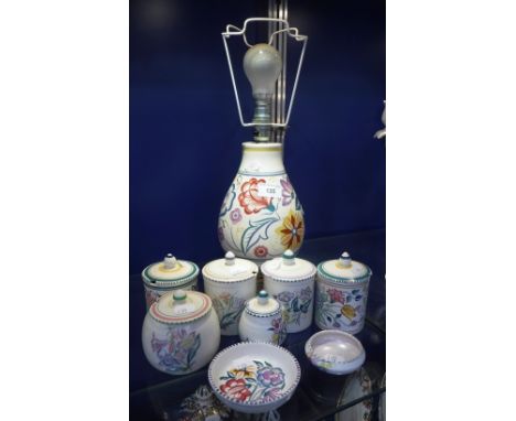 A SMALL COLLECTION OF POOLE POTTERY including a table lamp