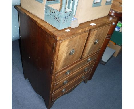 A 19TH CENTURY MAHOGANY COMMODE, 21.5" wide