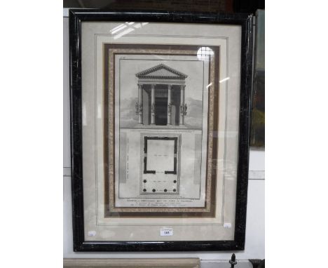 A 19TH CENTURY FRENCH ARCHITECTURAL ENGRAVING by Ransonnette 'TEMPLE, OU MONUMENT QUI SE VOIT A PALMYRE'