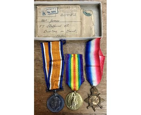 WW1 medal group to 243 Pte J.L Jones ASC. It comes with a very sad note stating dates andevents that happened to the family t