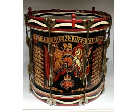 Drum of the First Battalion Grenadier Guards, given to WO2 T. Bingham on his retirement in 1984. (The drum is older than 1984