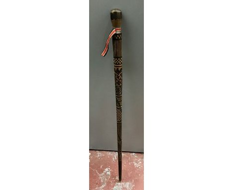 WW2 German Wolchow Stick, Rare German Army folk art, Handmade by enlisted men for there officers from the wood of the trees o