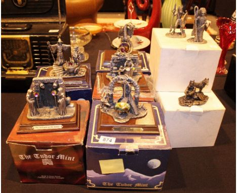 MYTH & MAGIC. Tudor mint large Myth & Magic pewter figures set with crystals all with original boxes and some pewter indians