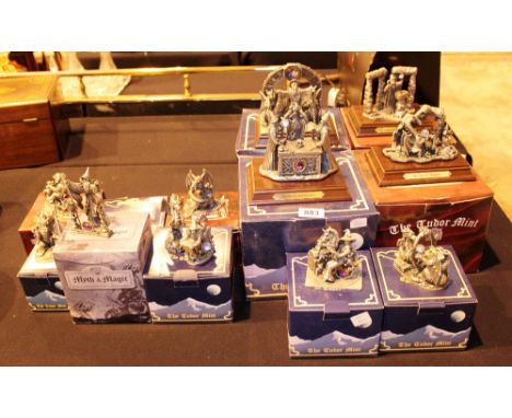 MYTH & MAGIC. Tudor Mint crystal set Myth & Magic pewter figures with original boxes
