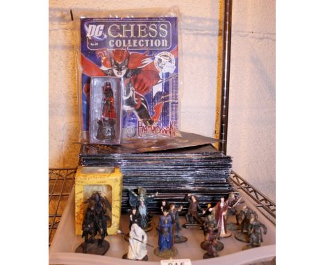 LORD OF THE RINGS FIGURES. Lord of the Rings figures and magazines and a DC chess piece