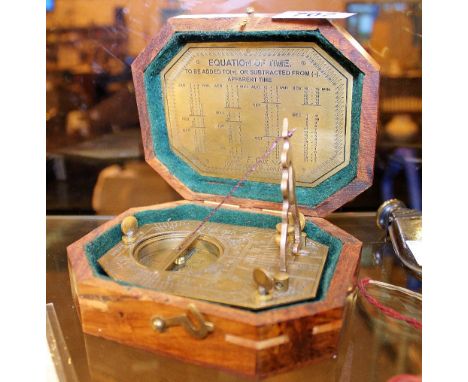 SUNDIAL. Boxed brass sundial