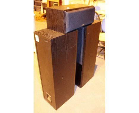 MISSION SPEAKERS. Two Mission 703 tower speakers plus one Mission 70c2 bass reflex speaker 