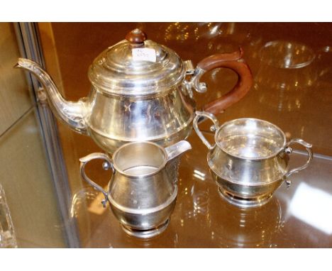 SILVER TEA SERVICE. Hallmarked silver three piece tea service, assay Birmingham 1929, CSG & Co, 786g