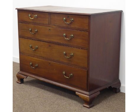 Georgian mahogany chest, moulded rectangular top over two short and three long drawers, on ogee bracket feet, W113cm, H94cm, 