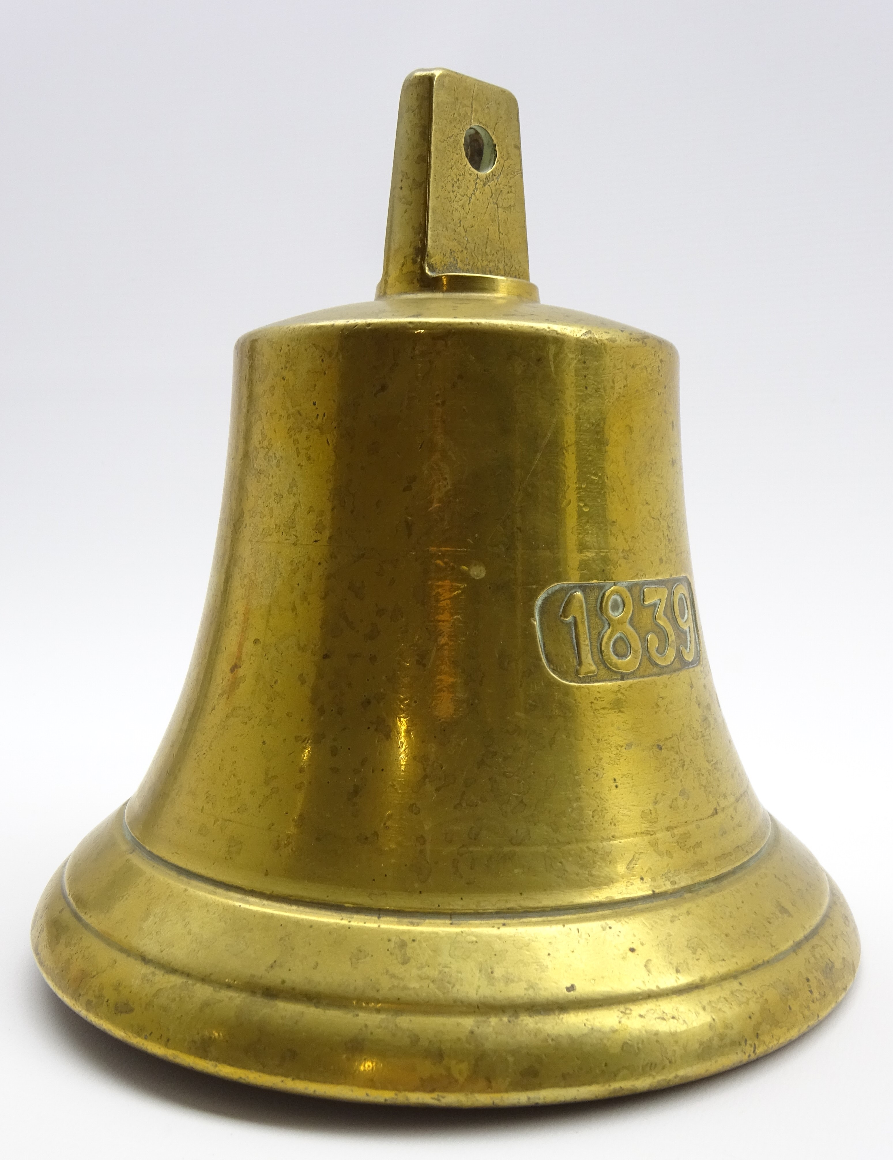 Brass ships bell inscribed 1839 H20cms Condition Report & Further