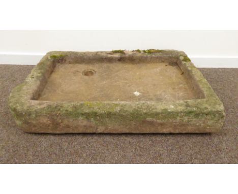 18th/19th century shallow stone trough sink, 92cm x 61cm, H14cm Condition Report & Further Details Click here for further ima