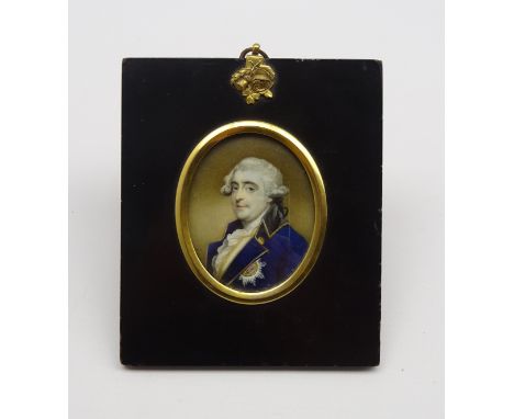 18th century half length miniature portrait of William Herbert, 2nd Duke of Leicester, oval watercolour on ivory, signed Bull