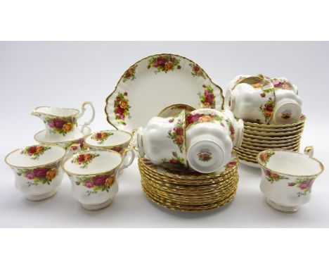 Royal Albert 'Old Country Roses' tea set comprising 12 cups and saucers, 12 plates, milk jug, sugar bowl and bread and butter