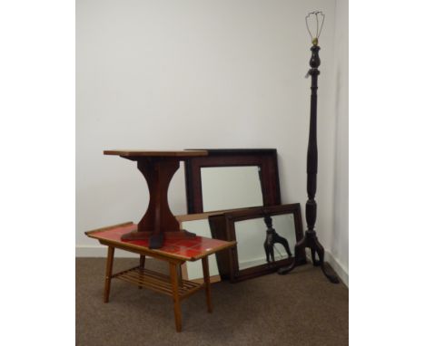 Early 20th century Hepplewhite style standard lamp (H157cm (excluding fitting)), octagonal top occasional table on cruciform 