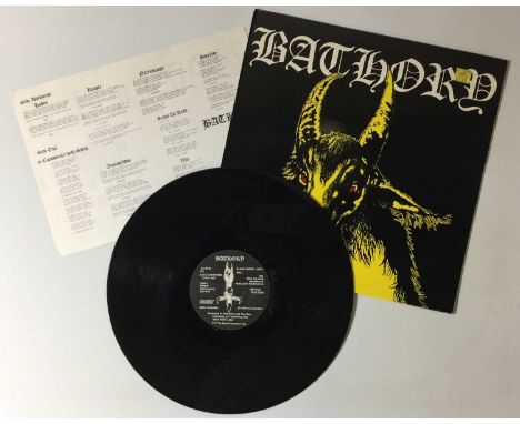 BATHORY - S/T LP (ORIGINAL SWEDISH PRESS W/ INSERT - BMLP 666-1). A wonderful copy of this scarce self-titled debut LP by Swe