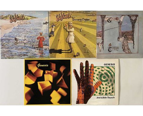 GENESIS - STUDIO LPs (WITH ORIGINAL UK PINK SCROLLS). Wicked pack of 5 x original title LPs from Genesis including those ever