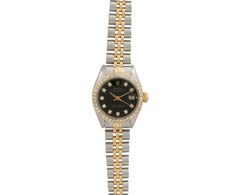   ROLEX Vintage Lady Datejust, Ref. 6917 "Aftermarket". Damenuhr.   Edelstahl/Gold 18K, Lünette und Zifferblatt mit Diamanten