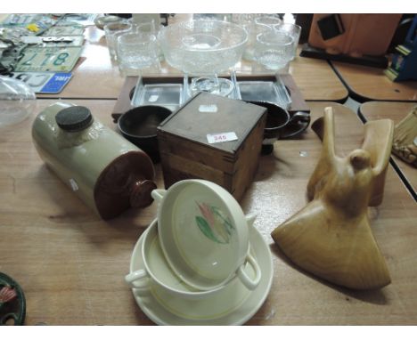 A selection of miscellaneous including Susie Cooper soup bowls, Tea caddy etc