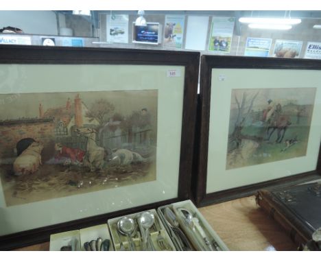 A pair of prints after G H Jalland, hunting humour