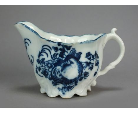 A Caughley porcelain low Chelsea ewer, circa 1786-91, transfer-printed with the Apple and Damsons pattern, unmarked, 6cm high