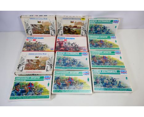 Esci - Accurate Figures - A platoon of 12 boxed 1:72 scale plastic soldiers. Lot includes Esci #P229 North Vietnamese; Esci P