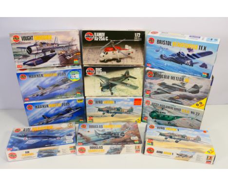 Airfix - A boxed collection of 12 Airfix 1:76 scale plastic military aircraft model kits. Lot includes Airfix #02097 Aw Seaha