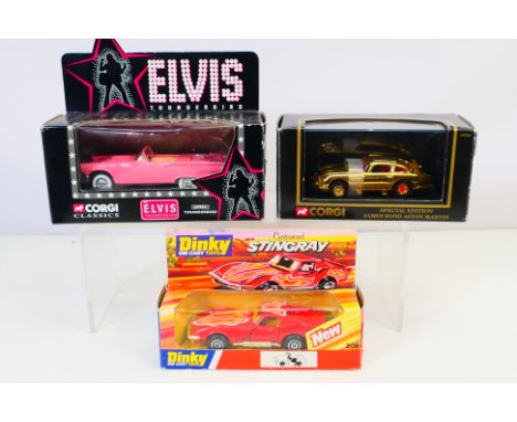 Corgi and Dinky - a Corgi Ford Thunderbird with Elvis Presley figure # 39901, appears in mint condition within vg to ex windo